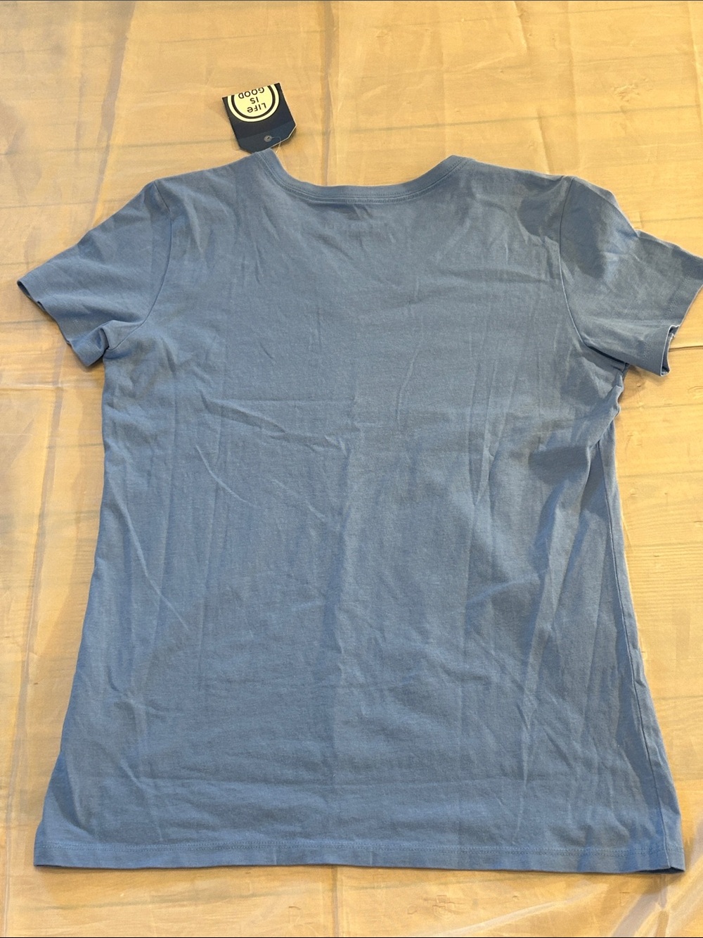 Life Is Good Blue V-Neck Tee with Floral Bicycle Graphic - Picture 9 of 9